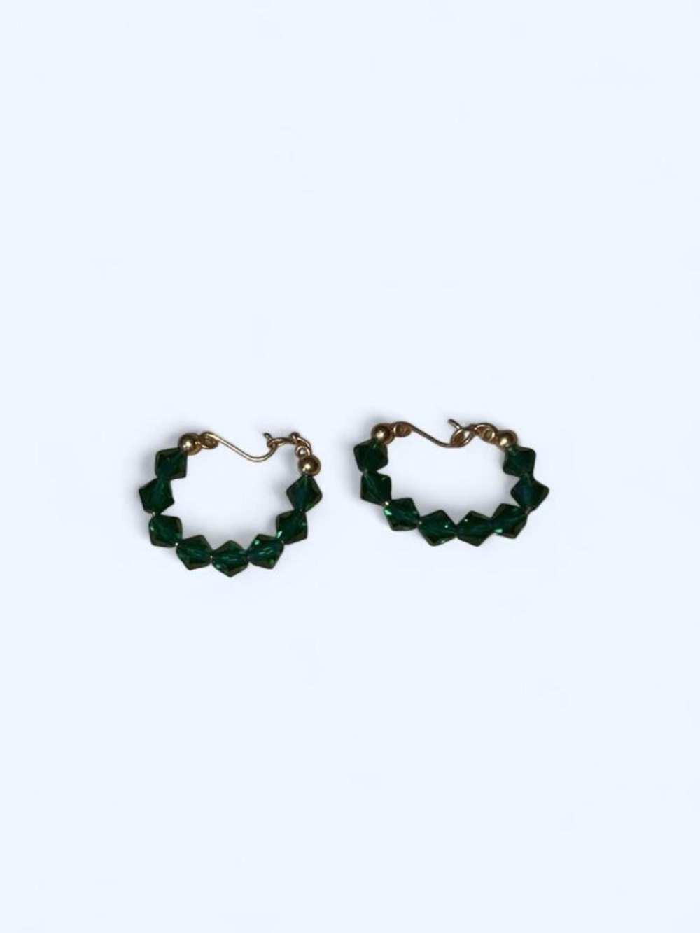 Green Beaded Hoop Earrings - Women Jewelry